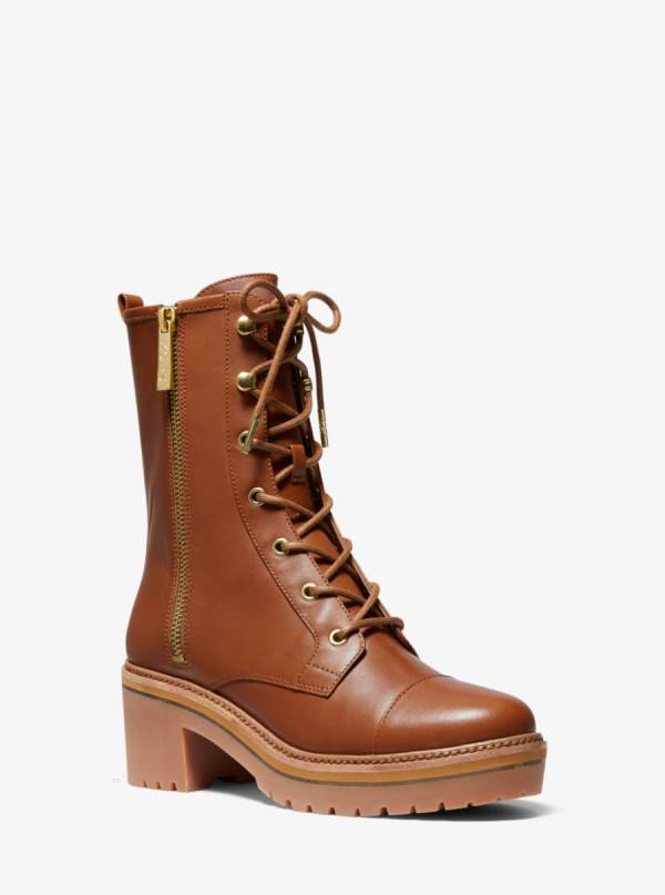 Damske Bojové topánky Michael Kors Anaka Leather Hnede - Topanky Michael Kors Obchod | SOLTA-6130